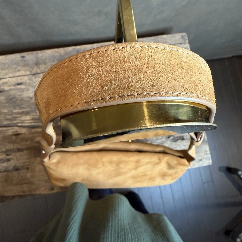 Simon Miller Toffee Suede Puffin Shoulder Bag Tan Adjustable Strap - Picture 9 of 14